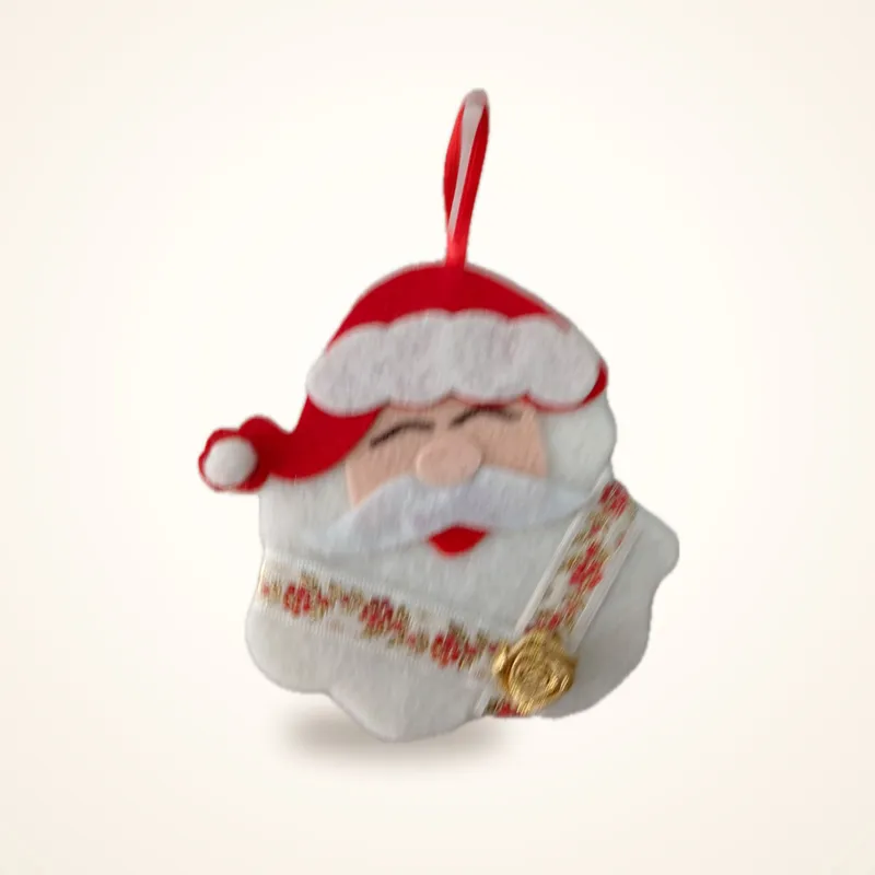 Keçe Ağaç Süsü, El Yapımı Nakışlı Noel Baba Yılbaşı Askısı