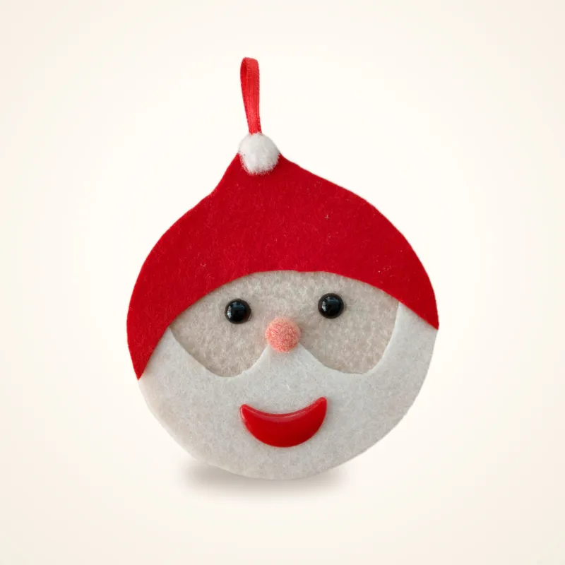 Keçe Yılbaşı Süsü, El Yapımı Ponponlu Noel Baba Ağaç Askısı